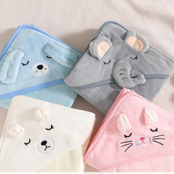 SOFT and Cuddly Baby Bath Towel Pink, Blue, White and Gray - Picture 8 of 8